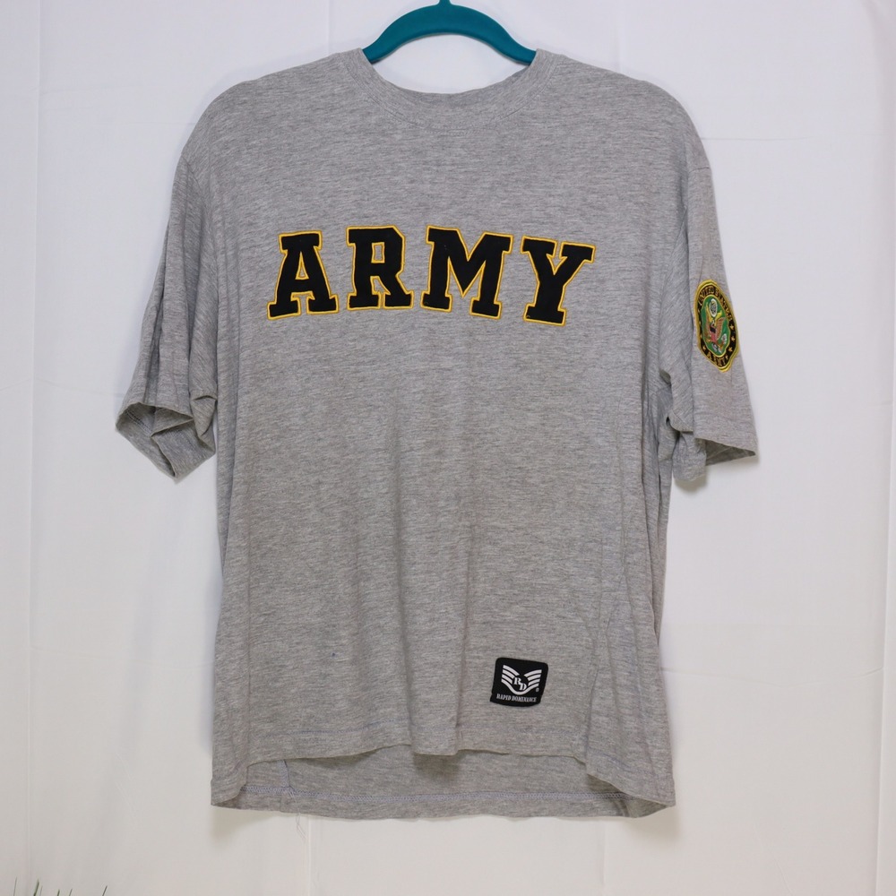 Rapid Dominance T-Shirt Mens M Grey Excellent Army Graphic Patch 20x26‎